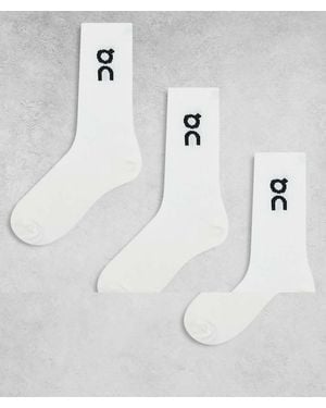 On Shoes 3 Pack Logo Crew Socks - White