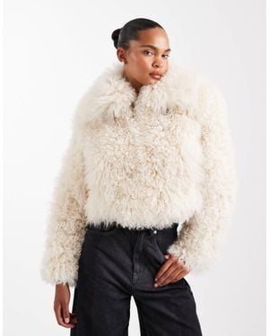 Urbancode Shearling Cropped Chubby Jacket - Natural