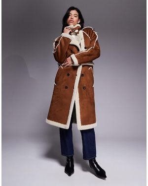 Aria Cove Faux Suede Shearling Look Trim Buckle Detail 2 - Blue