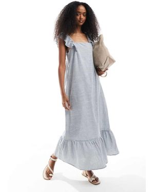 Pieces Flutter Strap Tiered Cami Maxi Dress - White