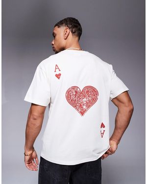 ADPT Oversized T-shirt With Ace Of Hearts Backprint - White