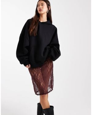 ASOS Sheer Lace Midi Skirt - Black