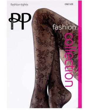 Pretty Polly Delicate Gebloemde Panty - Zwart