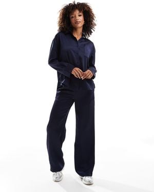 The Couture Club Co-ord Satin Emblem Pants - Blue