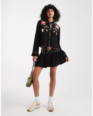 ASOS Embroidery Detail Co-ord Mini Skirt - Black