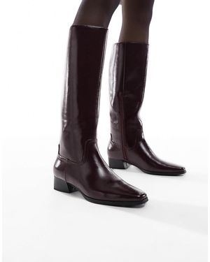 London Rebel Cassidy - bottes élégantes style western - cerise foncé - Blanc