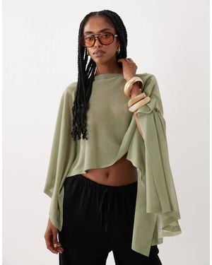 ASOS Fine Knit Sheer Poncho - Green