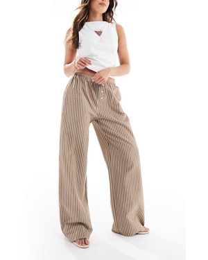 Daisy Street Pantaloni Stile Boxer Marroni A Righe - Neutro