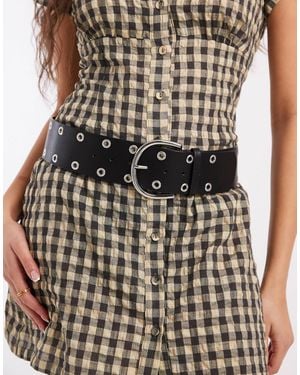 ASOS Wide Low Waist Belt With Eyelet Detail - Blue
