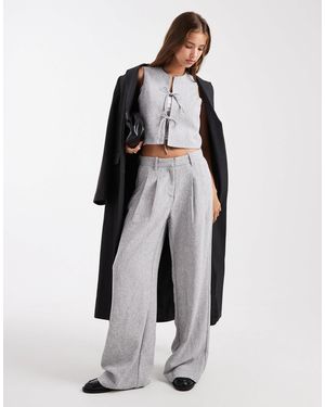 Vero Moda Tailored Pleat Front Wide Leg Trouser Co-ord - Grey