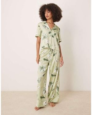 Abercrombie & Fitch Pantalones De Pijama Verdes Con Estampado Floral Y Cordón Ajustable De (Parte De Un Conjunto) - Neutro
