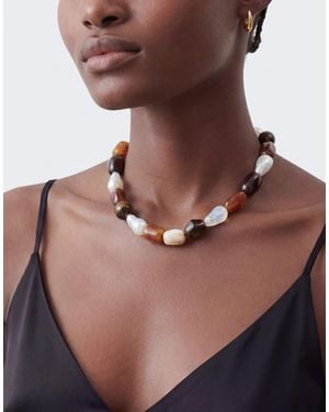 TOPSHOP Bead Necklace - White