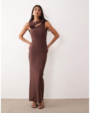 ASOS Corsage Midi Dress - Brown