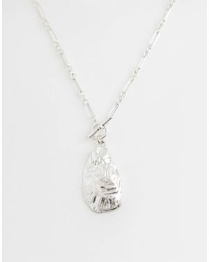 ASOS Long Chain Necklace With T-bar And Shell Pendant Detail - White