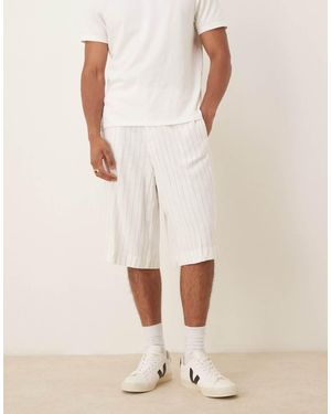 ASOS Linen Mix Oversized Bermuda Suit Shorts - Natural