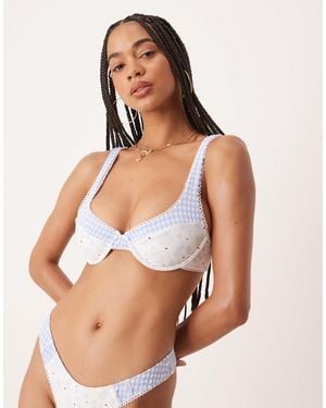 For Love & Lemons – floral stems – gerafftes bügel-bikinioberteil - Blau