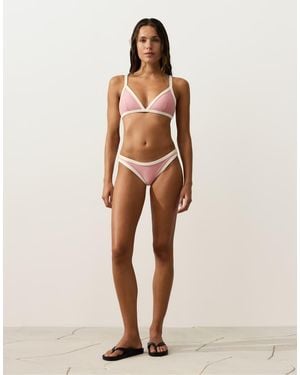 Oysho Contrast Trim U-Cut Medium-Coverage Bikini Briefs - Natural