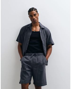 Only & Sons Linen Blend Textured Shorts - Blue