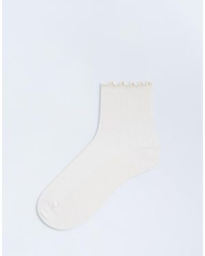 TOPSHOP Chaussettes côtelées à volants - babeurre - Blanc