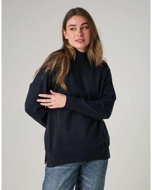French Connection Cosy Soft Touch High Neck Seam Jumper - Blue