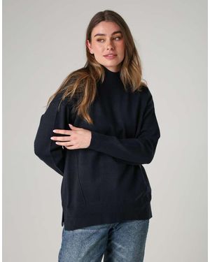 French Connection Cosy Soft Touch High Neck Seam Jumper - Blue