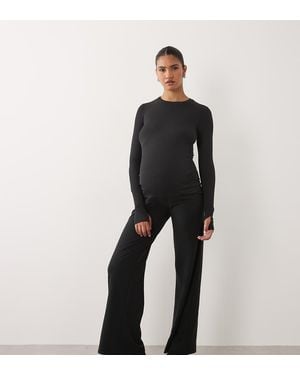 4505 Maternity Icon Soft Touch High Waist Wide Leg Dance Pant - Blue