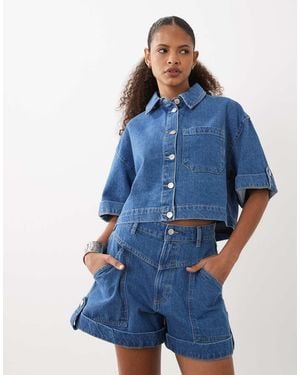 ASOS Denim Seam Front Short Co-ord - Blue