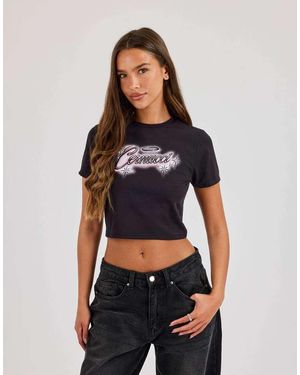 CERNUCCI Spray Graphic Cropped Baby Tee - Blue