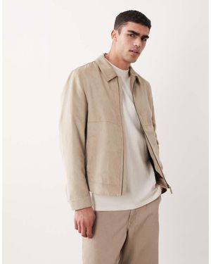 Mango Faux Suede Zip Through Jacket - Natural