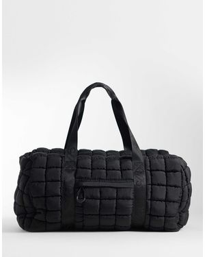 4505 Oversized Quilted Woven Gym Duffel Bag - Black