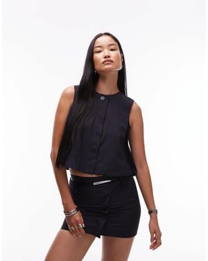 Mango – ärmelloses, elegantes oberteil - Blau