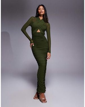 Bardot Aliyah Wrap Mesh Midi Dress - Green