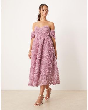 True Decadence Bardot Midi Dress - Pink