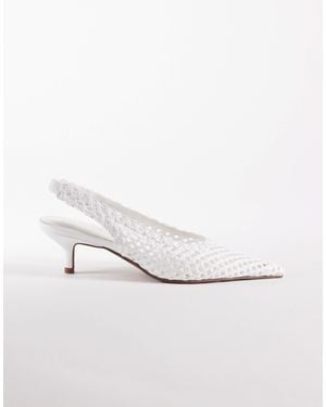 ASOS Star Weave Slingback Mid Heel Shoes - White