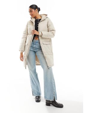 Object – langer steppjacke - Weiß