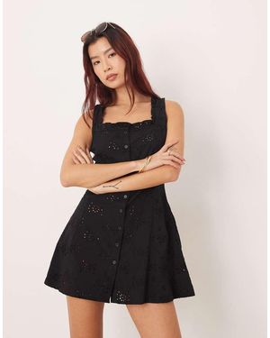 esmé studios Vestido Playero Corto Transparente Con Bordado Inglés De Esmee - Negro