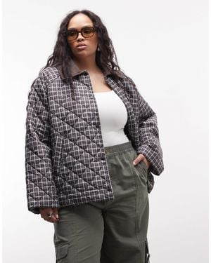 Noisy May Lightweight Quilted Jacket With Cord Contrast Colour - Grey