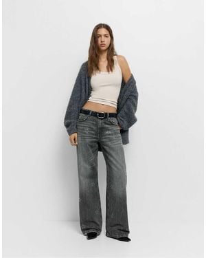 Pull&Bear Jeans Met Rechte Pijpen En Ster Van Strass-Steentjes - Grijs