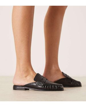 ASOS Wide Fit Mouse Ruched Detail Loafer Mules - Brown