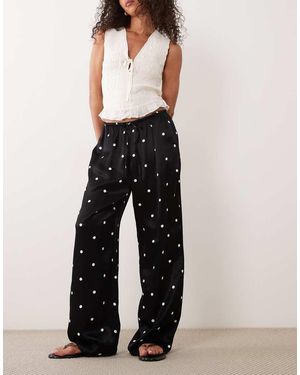 ASOS Satin Wide Leg Pull On Trouser - Multicolour