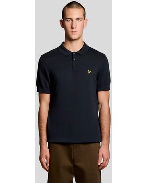 Lyle & Scott Mid Knits Cotton Short Sleeve Knitted Polo - Blue