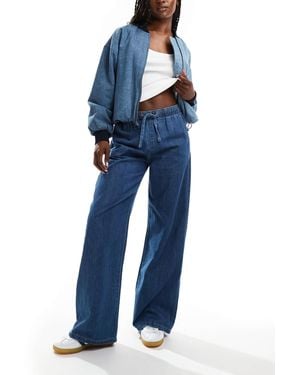 Stradivarius Denim Pull On Trouser - Blue