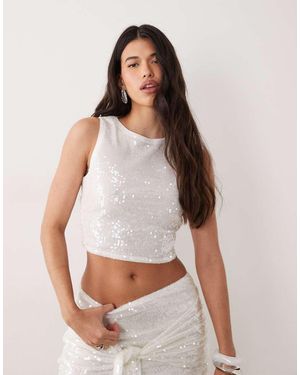 Missy Empire Sequin Racerneck Top Co-Ord - White