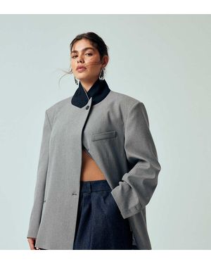 ASOS Asos Design Curve Oversized Contrast Collar Blazer - Grey