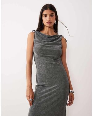 Aware Midi Cami-Jurk Van Glitterjersey Met Gedrapeerde Halslijn - Grijs