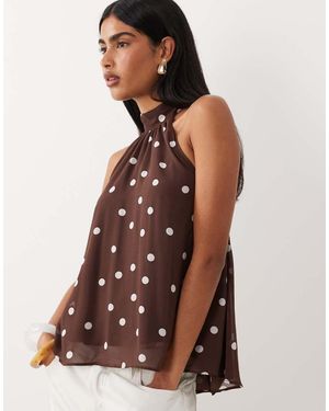 Gina Tricot Sleeveless Halterneck Top - Brown