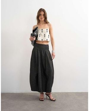 TOPSHOP Denim Seamed Barrel Maxi Skirt - White