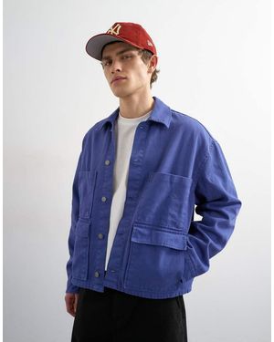 TOPMAN Washed Double Pocket Jacket - Blue