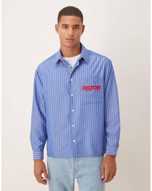 ASOS Oversized Fit Shirt With Embroidered Logo - Blue