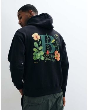 BLKVIS Floral Logo Letter Back Print Hoodie - Blue
